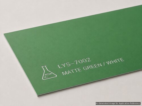 LYS-7002 matte green white engraving laminate with thin two-ply edge and recessed white detail