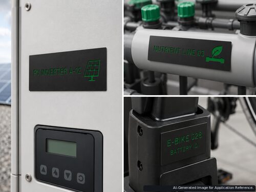Black green engraving plastic for solar inverter agriculture equipment and e-bike battery identification